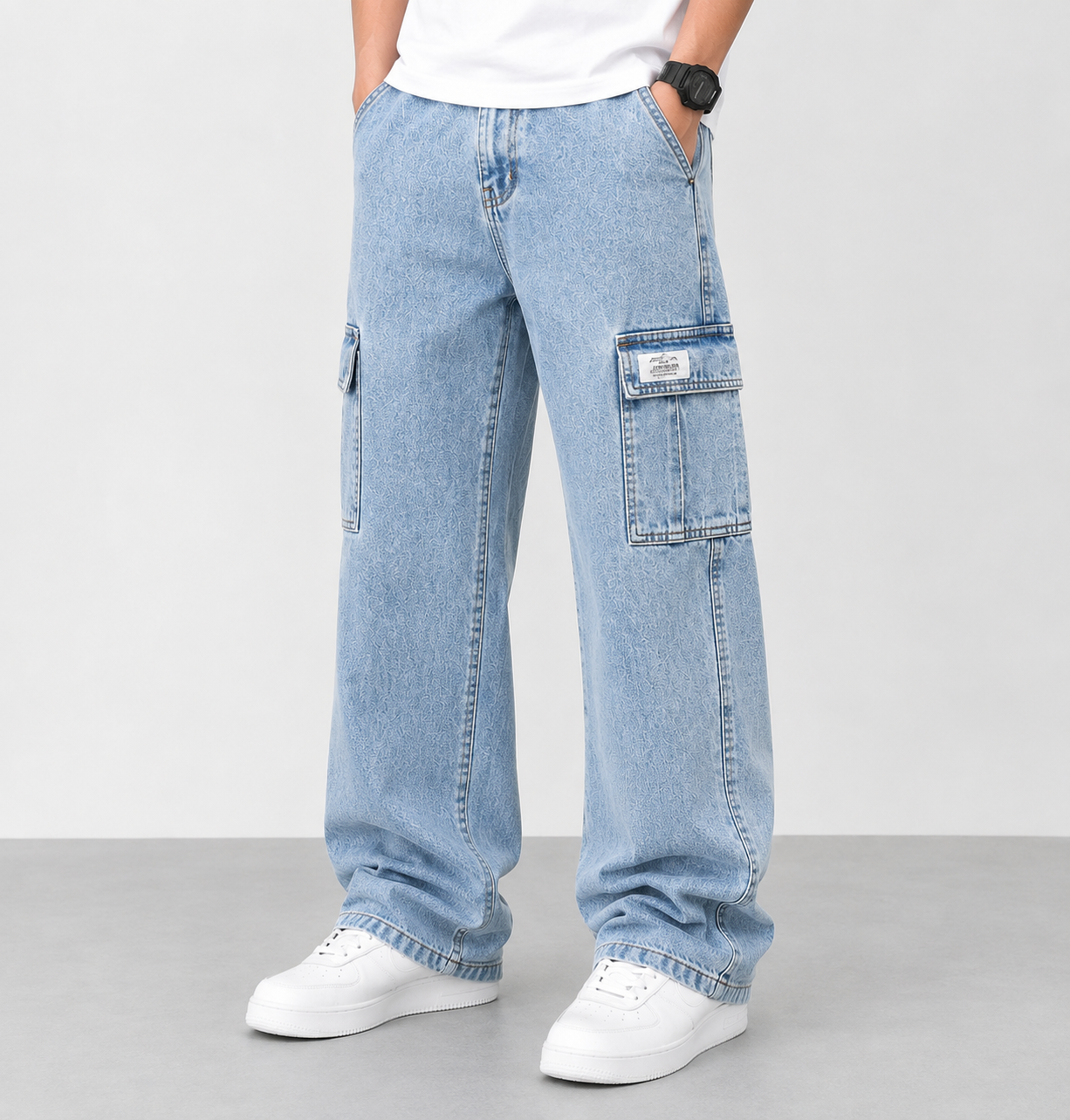 ChatGPT Image Aug 24, 2026, 02_44_54 AM Cargo Baggy Denim - Acid Wash - Image 1